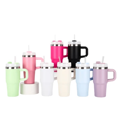 AKAZARO 1 件 14 盎司双层不锈钢隔热杯带手柄，适合旅行、露营、返校