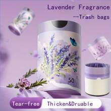 4 Gallon Lavender Scented Trash Bags, 50 Counts - Thicker Drawstring Design, Suitable For Kitchen, Office, Home And Restaurant, Self-Sealing Function, Multipurpose Disposable Bags, Portable Packaging, 1 Roll Economy Pack, Long-Lasting Fresh Scent, Random Packaging, Christmas, Halloween, Valentine's Day, New Year, Easter Gifts