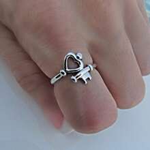 Retro eleganter boho Herzförmiger Verlobungsring - Romantischer Kupferring für Frauen, geeignet für Valentinstag und Alltag, Mutter, Muttertag, Geschenk
