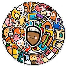 50 张儿童趣味图案涂鸦卡通动漫古卡贴纸儿童可爱时尚爱心涂鸦防水贴纸适用于笔记本电脑水瓶滑板手机 - 彩色 - 查看 2