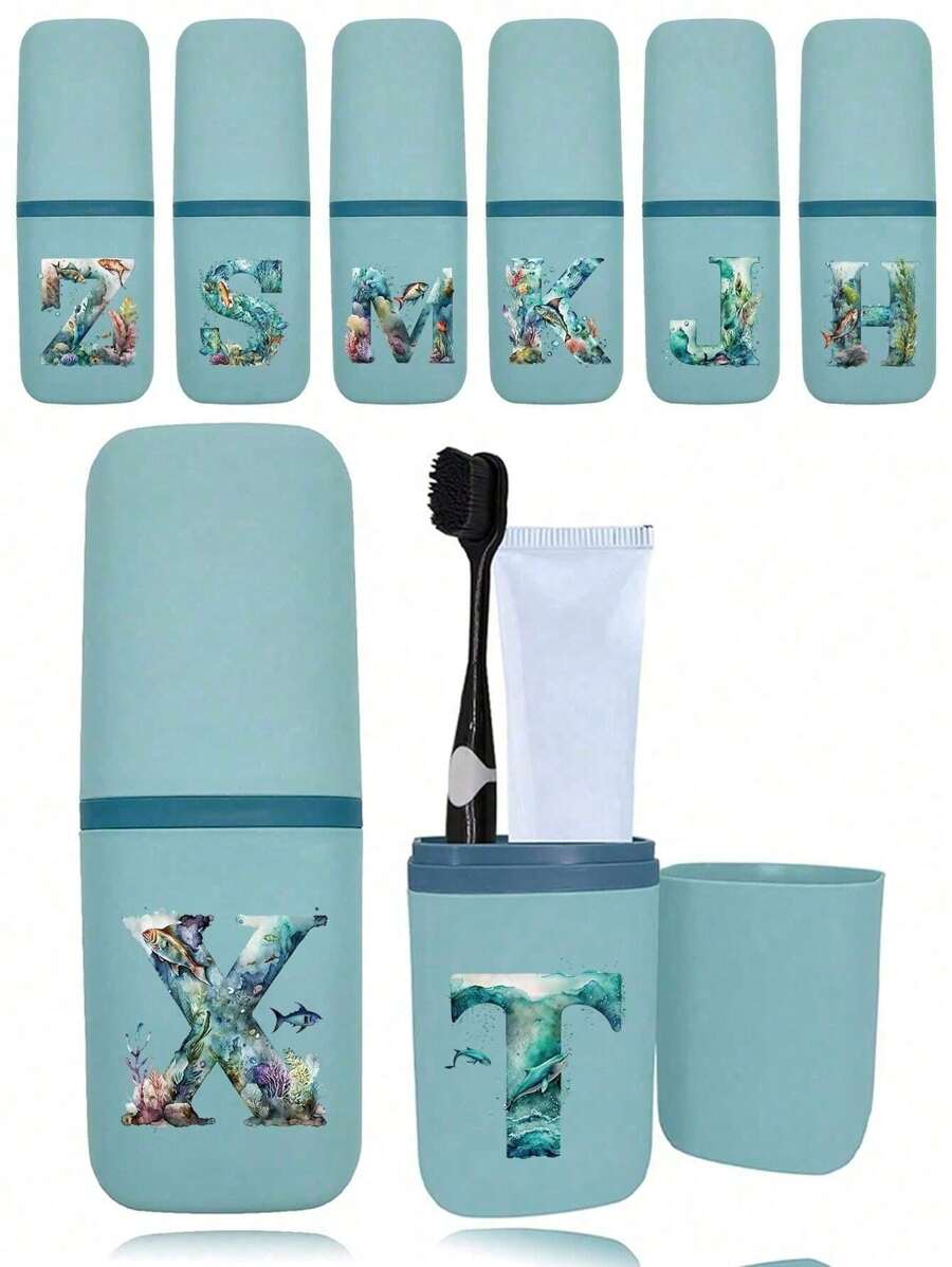 1pc Toothbrush Box Holder Cover Bathroom Accessories Outdoor Travel Toothbrush Toothpaste Storage Boxes Letter Series Print Dust-Proof Organizer Case Travel Essentials School Back To School School Supplies Holiday Camping Holiday Essentials Vacation Mini Summer Perfume For Women Perfume For Men Perfume Beach Bottle