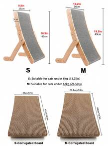 1 pieza Tabla rascadora de gato transformable, estructura de madera duradera Sillón y cama de descanso para gatos para uso en interiores - Albaricoque - Ver 4