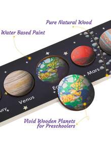 可移动太阳系拼图，适合 3-6 岁儿童，儿童木制太空玩具，适合学龄前儿童的行星学习活动，适合男孩、女孩的礼物 - 彩色 - 查看 9