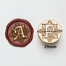 1 Stück 25mm Iris Buchstabenserie Feuerlack Siegelkopf, 26 englische Buchstaben Messing Kupfer Kopf Wachssiegel Stempel, Retro Handwerks Siegelkopf, geeignet für Kartenkuverts, Hochzeitseinladungen, Geschenkverpackung - 25MM - Übersicht 8