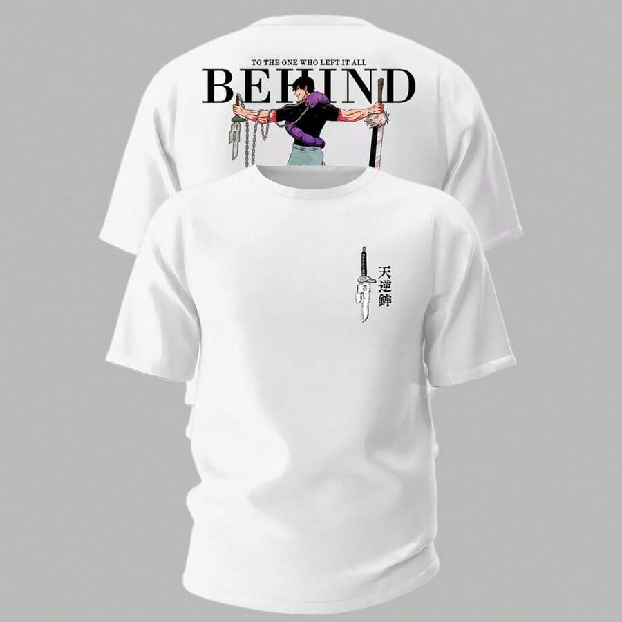 Fushigoro Behind Anime T-Shirt Unisex 100% Cotton Streetwear New Release Plus Size - 白色 - 查看 1