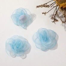 5 件装人造花装饰配件 DIY 工艺材料 适用于发夹和包包装饰 - 淺藍色 - 查看 4