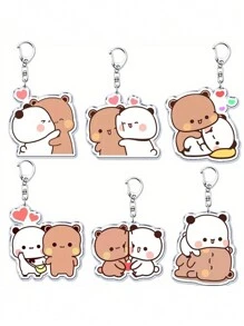 新款时尚情侣钥匙扣，卡通亚克力材质，可爱背包钥匙扣吊坠，迷人礼物，学生情侣，1 对情侣钥匙扣背包，适合学校汽车配件哥特 Y2k