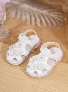 Baby & Toddler Girls' Sweet And Cute Sandals With Flower Embellishment, Suitable For Indoor And Outdoor In Summer