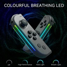 带 8 色 RGB 灯的轻型无线游戏手柄，左右键兼容 Switch/Lite/Switch OLED，带 6 轴陀螺仪、涡轮增压和振动 - 彩色 - 查看 1