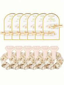 12Pcs Bride'S Proposal Gift, Bride'S Hair Clip, Bride'S Curly Hair Without Cream, Golden Glitter Hair Clip, Bride'S Gift, Silk Satin Soft Makeup Hair Accessory, Bride'S Wedding Favorite Female, Champagne, Best Gift - Multicolor - View 4