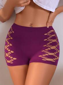 Set de 4 piezas de pantis lisos y sin costuras para mujer, ropa interior cómoda y transpirable con cintura geométrica de malla hueca