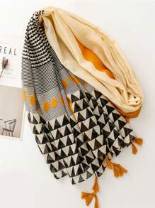 新款透气流苏披肩，优雅时尚丝巾，女士春夏亮丽长围巾，户外防晒沙滩披肩，百搭头巾 - 彩色 - 查看 10