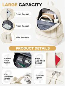 运动背包，简约学生背包，时尚背包，防水轻便大容量旅行背包，带鞋仓和防水口袋，便携式电脑背包，带笔记本电脑隔层，适合户外徒步、旅行、露营、运动、游泳，可折叠男士功能包，游泳包，送给朋友、爸爸、男朋友的礼物，男士夏季春假礼物，沙滩包，旅行包，书包，大学包，大容量包，旅行包，防水背包，沙滩周末包 - 彩色 - 查看 8