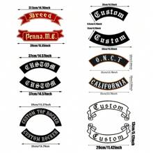 Custom Embroidered Decorative Stickers Of Two Banners With Different Shapes And Fonts Can Be Used For Leather Jackets, Cycling Clothes And Other Decorations, Which Can Be Ironed Or Sewn By Hand