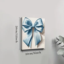 1pc Framed Canvas Poster, Light Blue Bow Wall Art Canvas Paintings, Ideal Gift For Bedroom Living Room Corridor, Wall Art, Room Decoration - 彩色 - 查看 7
