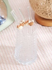 1 pieza Pajita de vidrio resistente al calor con decoración de campana, apta para beber jugo, leche, café, bebidas frías, pajita flexible, excelente para volver al colegio, regalos, Navidad, San Valentín, Año Nuevo, cumpleaños, elegante set de regalo