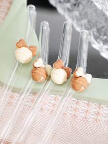 1 pieza Pajita de vidrio resistente al calor con decoración de campana, apta para beber jugo, leche, café, bebidas frías, pajita flexible, excelente para volver al colegio, regalos, Navidad, San Valentín, Año Nuevo, cumpleaños, elegante set de regalo