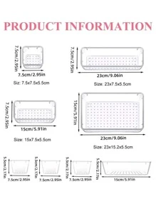 Klare Kunststoff Schubladenorganizer Set, 4 Stück/Set, 8 Stück/Set, 9 Stück/Set, 13 Stück/Set, 25 Stück/Set, verschiedene Kombinationssets, vielseitige Aufbewahrung für Bad und Waschtisch Schubladen, Aufbewahrungskisten für Make-up, Schlafzimmer, Küche Utensilien und Büro