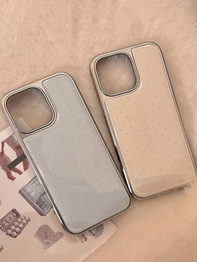 1pc GUCADI Electroplated Minimal Polka Dot Soft Silicone Phone Case With Metal Edges, Compatible With IPhone 16/15/14/13 Series