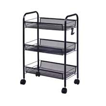 1PC 3-Tier Storage Trolley Cart On Wheels Kitchen Bathroom Laundry Narrow Space Rack Bathroom Decor Summer Black - Black - View 4