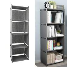 4-Tier Modern Storage Rack 5-Cubes Book Shelf Bookcase Display Unit Organizer 125x41x28cm(Fabric Cannot Be Placed With Heavy Objects) - Grey - View 1