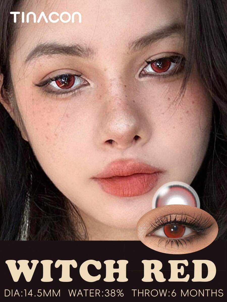TINACON TINACON Witch Red 14.5mm Red Contact Lenses 6 Months Anime ...