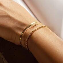 Kit 3 Pulseiras SEMI JOIA Banhada Ouro 18k Cordão Baiano Fio Liso Metalizada Conjunto Pulseira Feminina de Bolinha