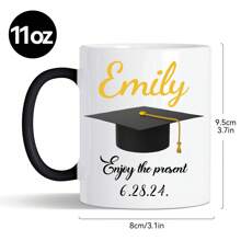 1 sztuka 11oz Graduation Season Name/Data Dostosowany Kolor-Zmieniający Wrażliwy Na Temperaturę Ceramiczny Kubek, Ceramiczny Kubek, Kubek Śniadaniowy, Spersonalizowany Kubek Do Kawy, Prywatny Ekskluzywny Kubek Na Wodę, Jest Najlepszym Wybór Na Prezenty, Prezenty Urodzinowe na Sezon Graduation, Prezenty Na Boże Narodzenie Na Święto Dziękczynienia