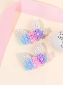 2 chiếc kẹp tóc hình tai bé gái chủ đề Lễ Phục Sinh, kẹp tóc giả ngọc trai hình hoa, phụ kiện tóc dễ thương, quà tặng Lễ Phục Sinh cá nhân hóa. - kẹp tóc - Xem 4