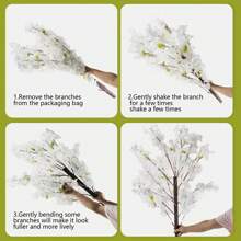 1 árbol de cerezo artificial, árbol de cerezo blanco artificial, árboles artificiales hechos a mano para decoración del hogar, interior, exterior, fiesta, oficina, boda, Navidad - Blanco - Ver 8