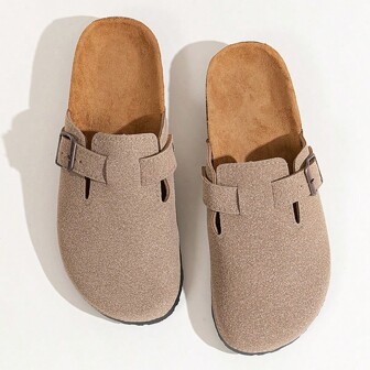 Men Slip-On Sandals With Covered Toe & Thick Sole, Casual Elevated Loafers For Summer, Couples Shoes