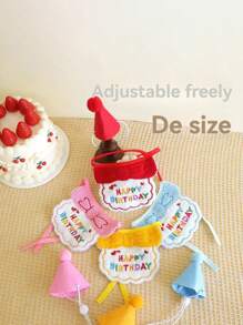 Adorable Dog Birthday Hat & Bandana Set!Happy Birthday Bib And Party Hat Mini,Doggy Cat Adjustable Drool Scarf,Pet Birthday Costume Pet Supplies Happy Puppy Happy Puppy - Multicolor - View 10