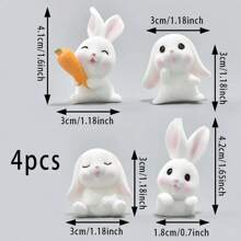 4 件装白兔雕像，塑料复活节餐桌装饰，适合派对餐桌装饰，冬季和新年的完美选择