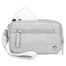 Puffer Wristlet Wallets For Women, Nylon Quilted Wallet With 3-Zipper Purse For Travel Credit Card Holder Phone Organizer