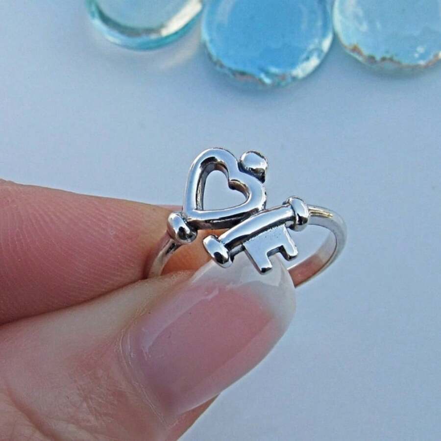 Retro eleganter boho Herzförmiger Verlobungsring - Romantischer Kupferring für Frauen, geeignet für Valentinstag und Alltag, Mutter, Muttertag, Geschenk