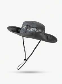 1pc Men's Mesh Breathable Bucket Hat, Outdoor Quick-Dry Hiking Sun Protection Wide Brim Fishing Camping Hat - Multicolor - View 11