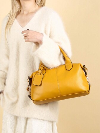 1pc Fashionable Women's Shoulder Bag, Suitable As Mother's Day Gift, Minimalist Casual Design, Ladies' Shoulder Crossbody Bag, Middle-Aged Mom Bag, Soft Leather, Large Capacity Women's Handbag, Office Lady Commuter Bag, Pillow-Shaped Bag, Suitable For Work, Shopping, Leisure And Other Occasions