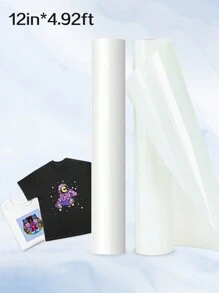 升华热转印乙烯基卷 - 30.5CMX150CM / 12InX4.92Ft，有深色/浅色面料可供选择，适用于深色和浅色面料热转印膜，非常适合 T 恤、包、帽子和枕头