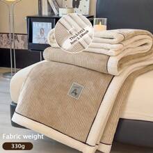 1 件纯色针织保暖提花毛毯，柔软舒适，适合床、午睡、沙发、办公室空调、多功能可洗毛毯，四季皆宜