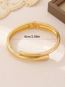 1 件蛇形设计简约金色金属开口袖口手镯，适合女性珠宝、派对、礼物和日常佩戴