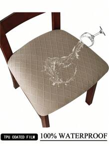 100% Waterproof Dining Chair Seat Cover, Geometric Pattern Chair Slipcover,  Jacquard Cover For Chairs Coffee, 1pc