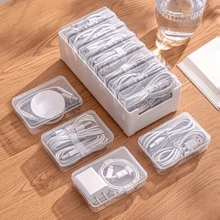 1 Set de cajas organizadoras de cables translúcidas, caja organizadora de cables compacta, gestión sencilla de cables para cables de datos y cargadores, sistema de gestión de cables de carga - solución sin enredos para el escritorio en el hogar y la oficina
