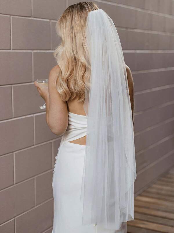 1 Pc Fingertip Length 95cm(37.4inch) Simple Soft Tulle Wedding Bridal Veil With Metal Comb For Bride Party White Ivory Fall Clothes For Women