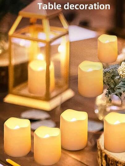 6/12/24个装电池供电经典电子蜡烛灯，室内装饰LED无焰茶蜡，婚礼派对装饰蜡烛灯（含电池），适用于节日装饰、派对装饰、生日派对装饰、卧室装饰、家居装饰蜡烛、求婚场景装饰蜡烛灯