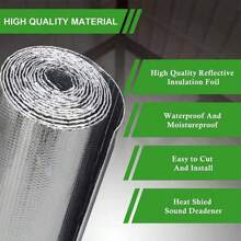 2X Large Reflective Aluminum Foil Insulation Mat 500x60cm Roll Bubble Radiator Heat Energy Saver Protection Sound Deadener Pad Waterproof - 銀色 - 查看 2