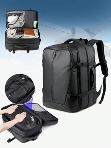 男士真空背包旅行 - 60L 可扩展旅行背包，真空压缩袋，防水，防盗，适合笔记本电脑，带密码锁，旅行，商务，大学，露营，男朋友父亲礼物旅行包手提箱过夜包健身包行李袋周末包行李袋随身包大学包行李袋周末包医院包假日防水包冬季学校包学校配件学校用品