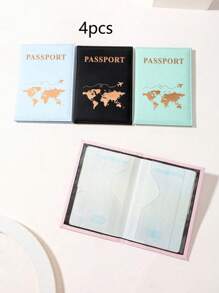 4 Pcs Travel Passport Holder Travel Document Storage Set Creative Passport Holder And Ticket Clip, Fashionable Passport Cover For Protecting During Holiday Travels Toiletry Bag Wash Bag Toiletry Travel Bag Makeup Storage Beach Beach Bag Vacation Holiday Essentials School Supplies Travel Essentials Ladies For College Dorm Bathroom Back To School Accessories - Multicolor - View 7