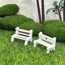 6 sztuk białych ławek parkowych Micro Landscape z unikalnym wzorem serca - urocze ozdoby dekoracyjne do Twojego miniaturowego ogrodu - Biały - Zobacz 10