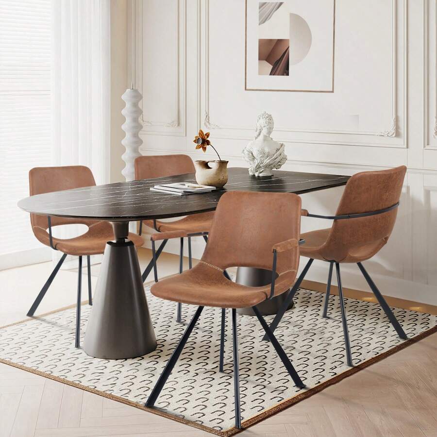 Nalupatio 2-Piece Dining Chair Set, Medieval Modern Dining Chair, Suitable For Dining Rooms, Living Rooms, And Reception Rooms - Brun - Visa 1