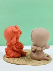 2 件/套 3D 玫瑰心形女孩蜡烛硅胶模具 DIY 小女孩祈祷坐姿公主摆件手工香薰蜡烛石膏树脂模具情人节家居装饰礼物 - 彩色 - 查看 5